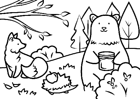 Kolorowanka z misiem i lisem